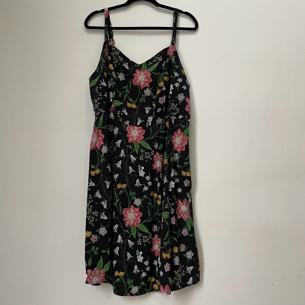 Old Navy Black Floral Fit & Flare Summer Dress